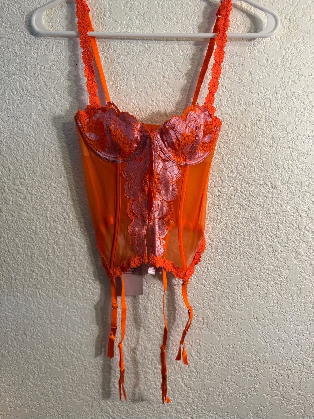 Savage X Fenty Orange Lace Bustier with Garters